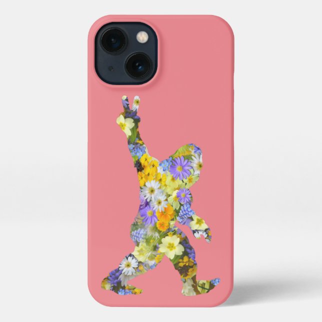 Funda Para iPhone Peace Love Floral Bigfoot (Reverso )