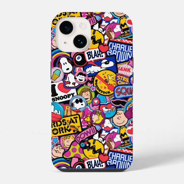 Funda Para iPhone Peanuts | Patrón de parches Mixtape (Reverso )