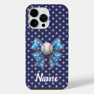 Funda Para iPhone 14 Pro Max Pelota Coqueta de Béisbol Bandera Americana