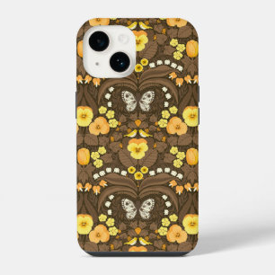Funda Para iPhone 14 Pensamientos amarillos, pájaros y mariposas