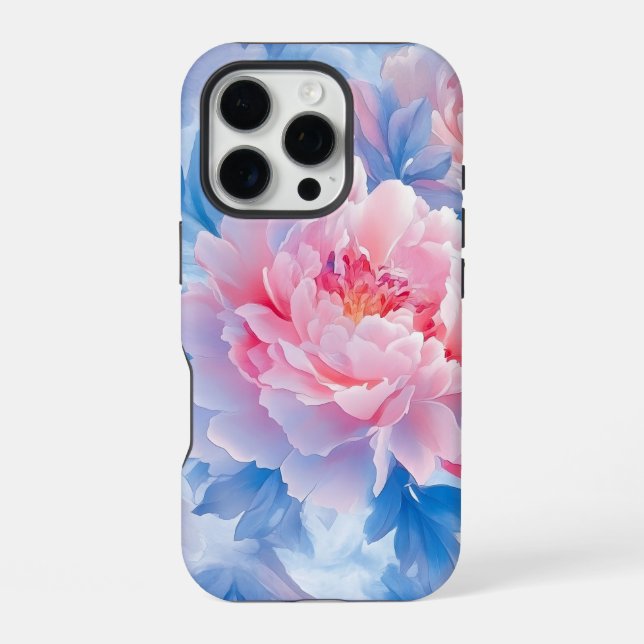 Funda Para iPhone Peonía abstracta en acuarela florecida (Reverso )