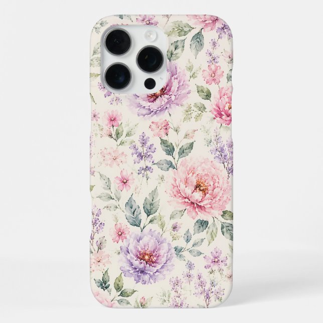 Funda Para iPhone Peonía floral de acuarela suave (Reverso )