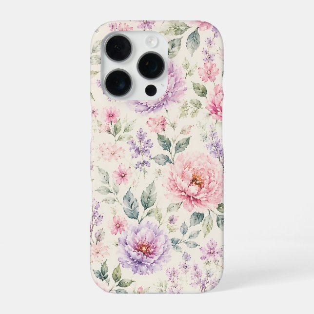 Funda Para iPhone Peonía floral de acuarela suave (Reverso)