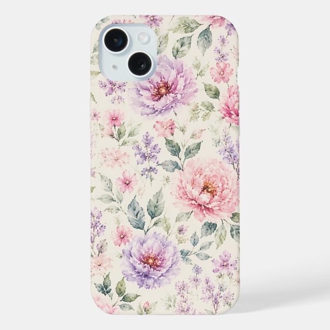 Funda Para iPhone Peonía floral de acuarela suave (Reverso )