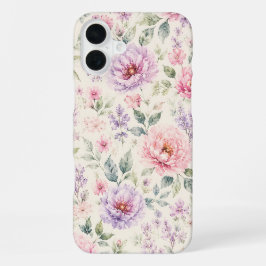 Funda Para iPhone 16 Plus Peonía floral de acuarela suave
