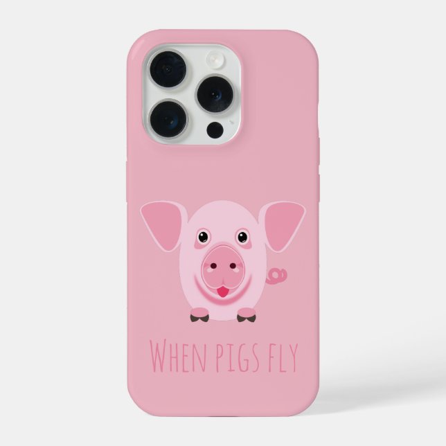 Funda Para iPhone Pequeño cerdo rosa feliz y lindo (Reverso )