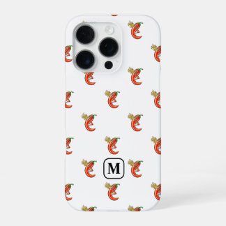 Funda Para iPhone 16 Pro Pequeño Chile con patrón de llama e inicial Person