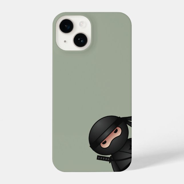 Funda Para iPhone Pequeño Ninja mirando sobre el verde sabio (Reverso )