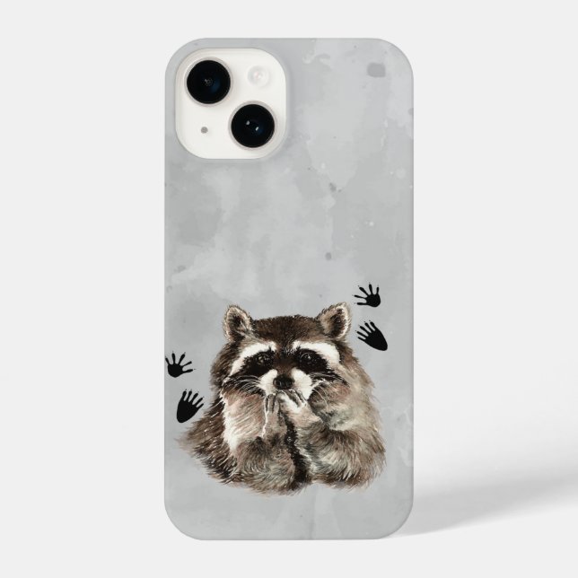 Funda Para iPhone Pequeño y lindo mapache que relata besos (Reverso )