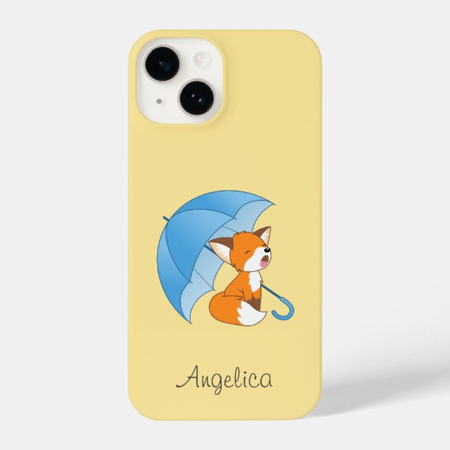 Funda Para iPhone Pequeño zorro somnoliento bajo el paraguas (Reverso )