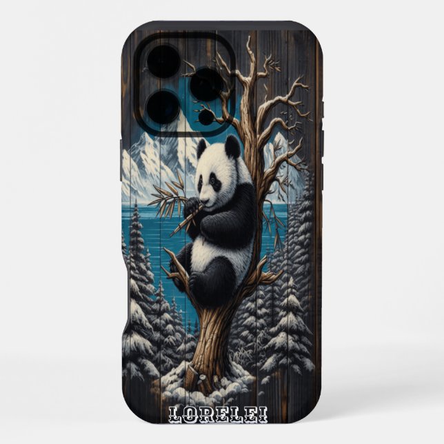 Funda Para iPhone Perca con madera de Panda: Reposición de bambú (Reverso )