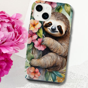 Funda Para iPhone 14 Perezoso Cute de Acuarela