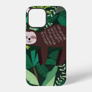 Funda Para iPhone 12 Perezoso lindo en patrón de ilustración tropical v