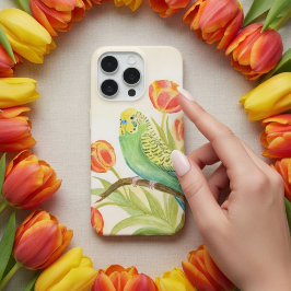 Periquito con Tulipanes