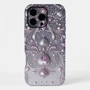 Funda Para iPhone 16 Pro Max Perlas moradas elegantes modernas y lindas para el