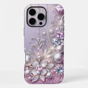 Funda Para iPhone 16 Pro Max Perlas moradas modernas elegantes y lindas para el