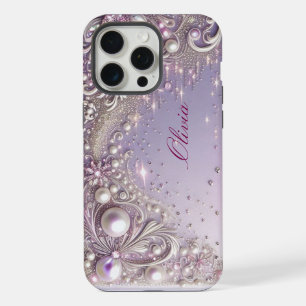 Perlas moradas modernas elegantes y lindas para el