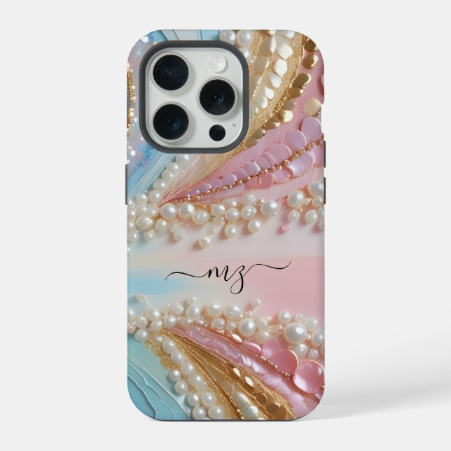 Funda Para iPhone Perlas pintadas de perlas conchas (Reverso )