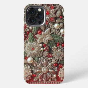 Funda Para iPhone 13 Pro Max Perlas rojas verdes elegantes modernas para el Día
