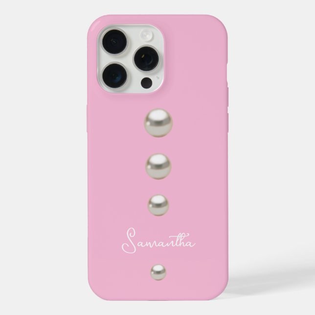 Funda Para iPhone perlas rosadas (Reverso )