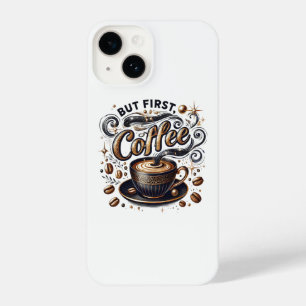 Funda Para iPhone 14 Pero el primer arte del café - Diseño de oro elega