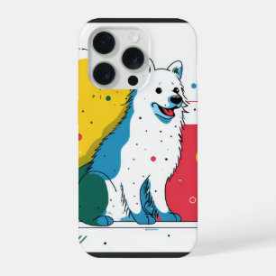 Perrito lindo se sienta en un espacio de arte colo