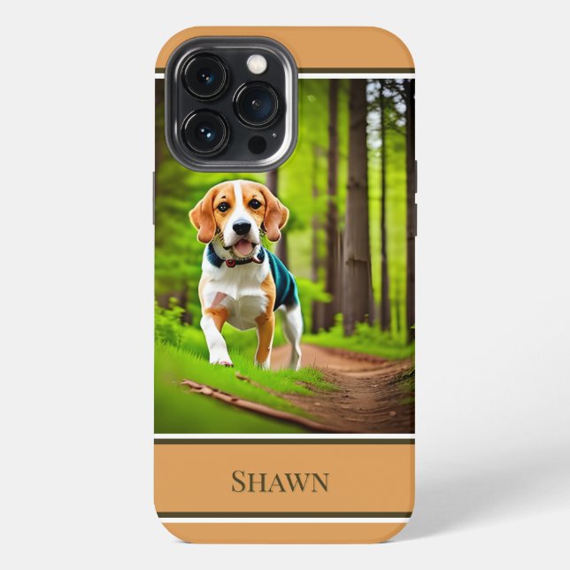 Funda Para iPhone Perro Beagle en Bosque Rústico (Reverso )