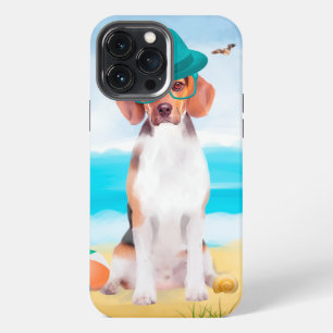 Funda Para iPhone 13 Pro Max Perro Beagle en la Playa