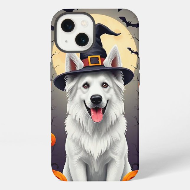 Funda Para iPhone Perro blanco de Halloween (Reverso )