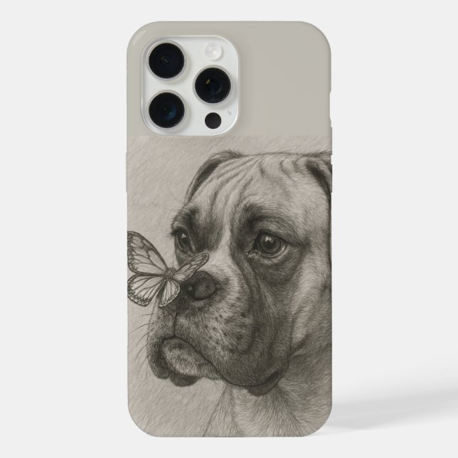 Funda Para iPhone Perro Boxer con Encuentro Suave Mariposa (Reverso )