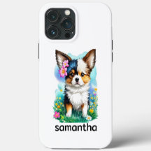 Perro cachorro chihuahua con flores