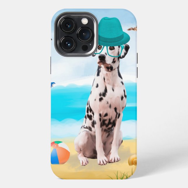 Funda Para iPhone Perro Dálmata en la Playa (Reverso )
