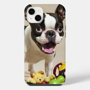 Funda Para iPhone 14 Plus Perro de Boston Terrier jugando con juguetes
