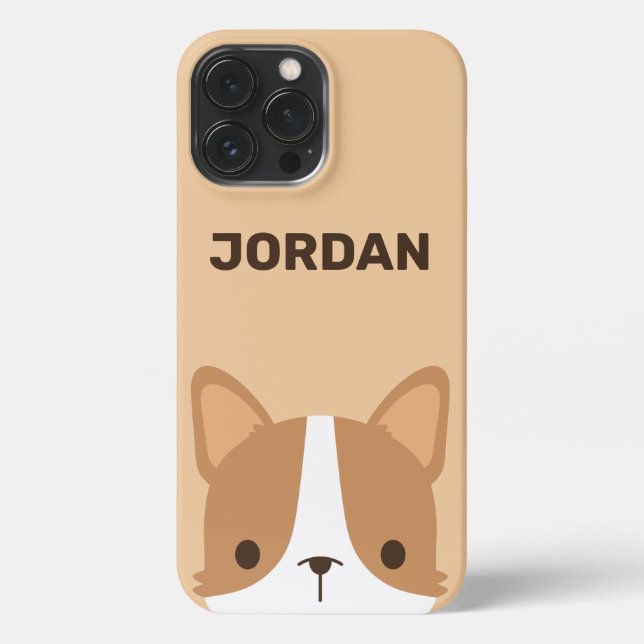 Funda Para iPhone Perro de Corgi con nombre personalizado (Reverso )