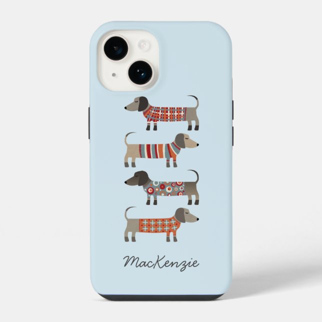 Funda Para iPhone Perro de Dachshund Personalizado (Reverso )