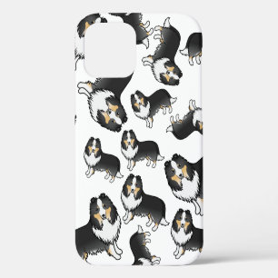 Funda Para iPhone 12 Perro de dibujos animados de oveja Shetland tricol