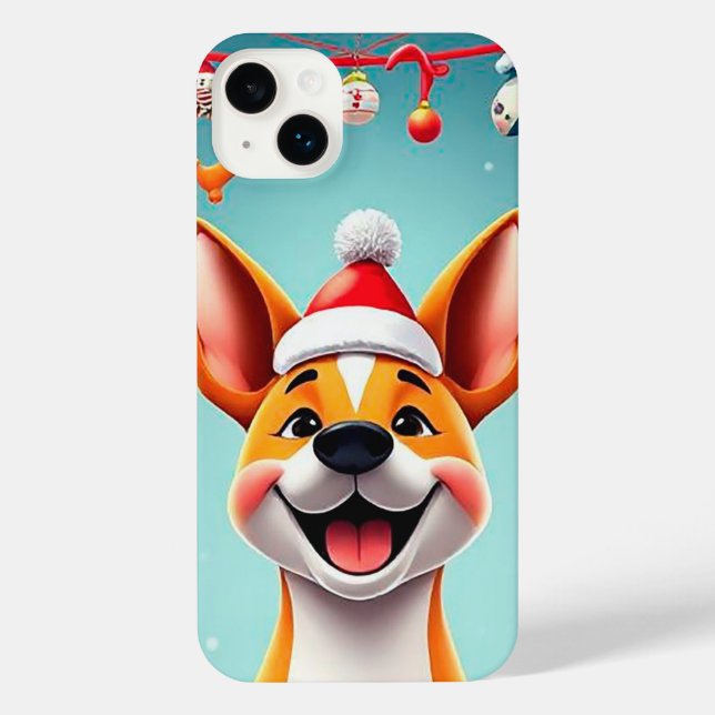 Funda Para iPhone Perro de Navidad de estilo caricaturesco (Reverso )