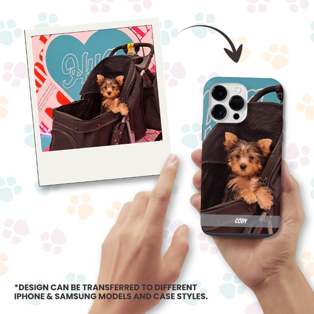 Funda Para iPhone Perro fotográfico Mascota o nombre del Mascota del (Custom Dog or Cat Pet Photo with Pet's Name Personalized iPhone or Samsung Phone Case)