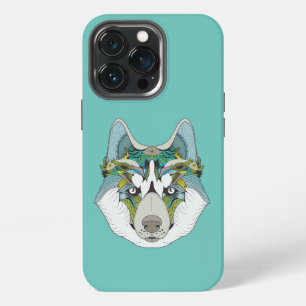 Funda Para iPhone 13 Pro Perro Husky con patrón Zenart Cara de Husky Azul