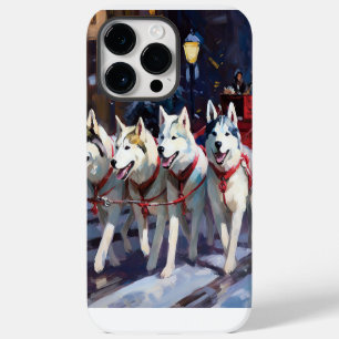 Funda Para iPhone 14 Pro Max Perro lobo siberiano Temporada festiva de Navidad