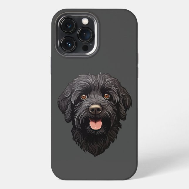 Funda Para iPhone Perro negro Labradoodle (Reverso )