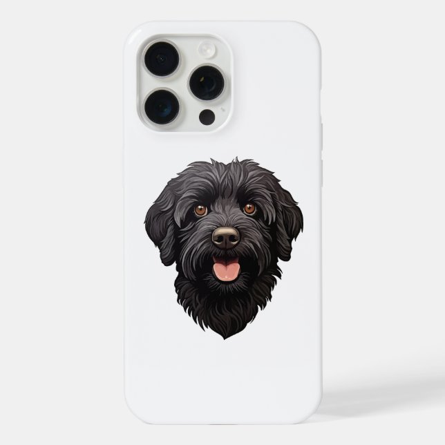 Funda Para iPhone Perro negro Labradoodle (Reverso )