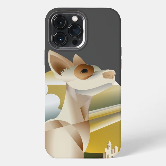 Funda Para iPhone Perro podenco estilo deco (Reverso )
