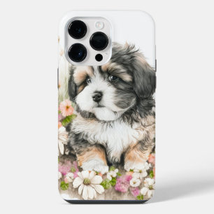 FUNDA PARA iPhone 14 PRO MAX PERRO PUPPY SHIH TZU DE ACRUARELA LINDO