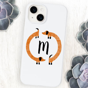 Funda Para iPhone 14 Perro salchicha Dachshund Monograma