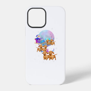 Funda Para iPhone 12 Pro Perro salchicha de Navidad Reno Santa Mamá Perro
