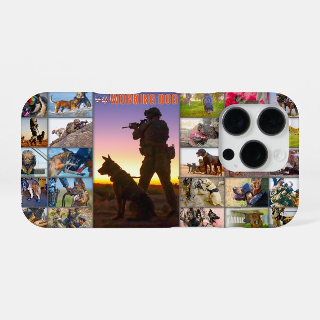 FUNDA PARA iPhone PERRO TRABAJADOR MILITAR DE EE.UU. (Reverso Horizontal)