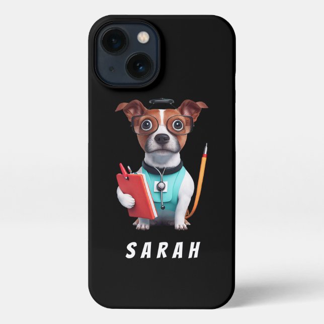 Funda Para iPhone Perro trabajando como enfermera, perro llevando un (Reverso )