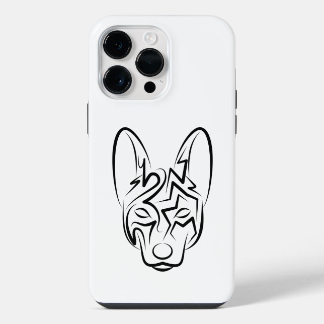 Funda Para iPhone Perro tribal blanco y negro (Reverso )