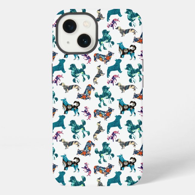 Funda Para iPhone Perros Florales (Reverso )